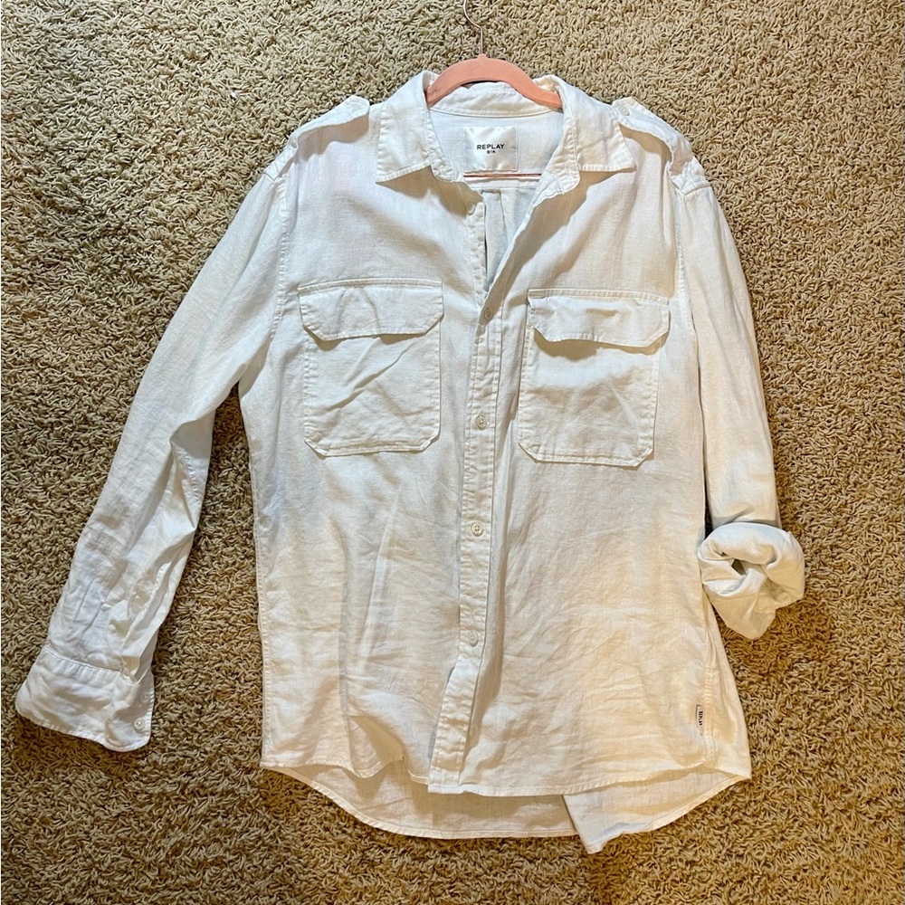 Replay White Classic Button Down Shirt